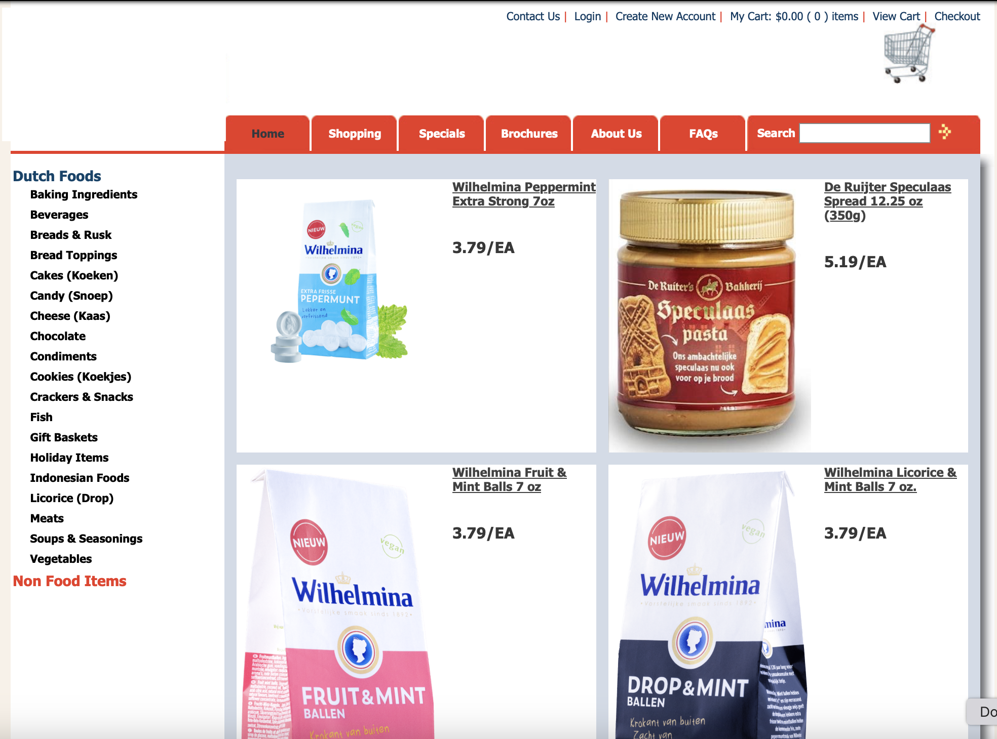 Original website layout